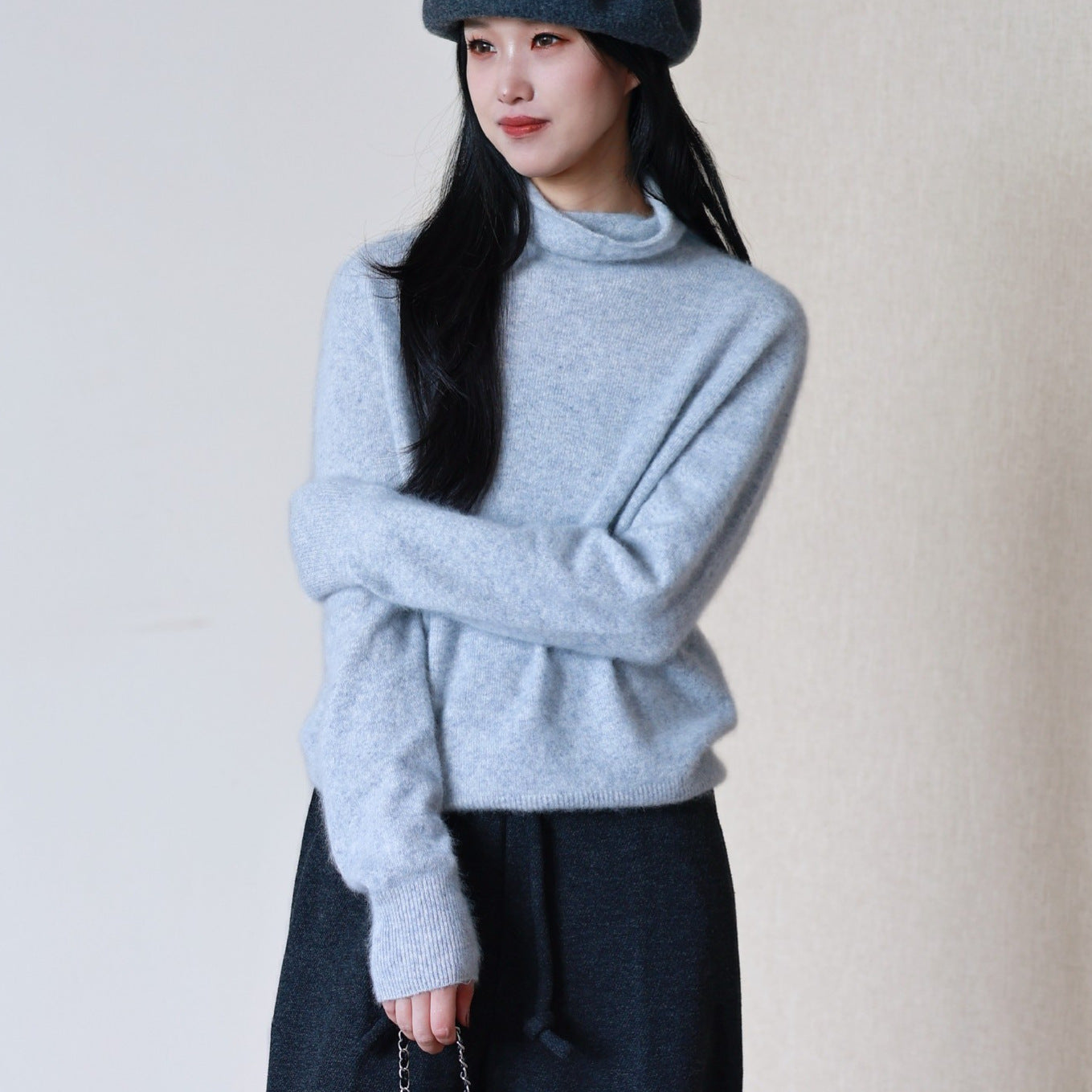 Women’s Wool Cashmere Sweater, seamless, various collar forms