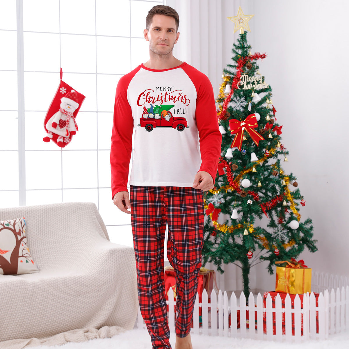 Family Pajama Set with Check Pattern