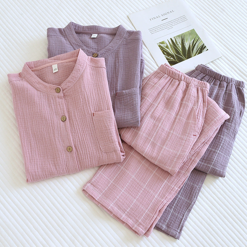 Cotton pajama, double-layered muslin, long sleeve