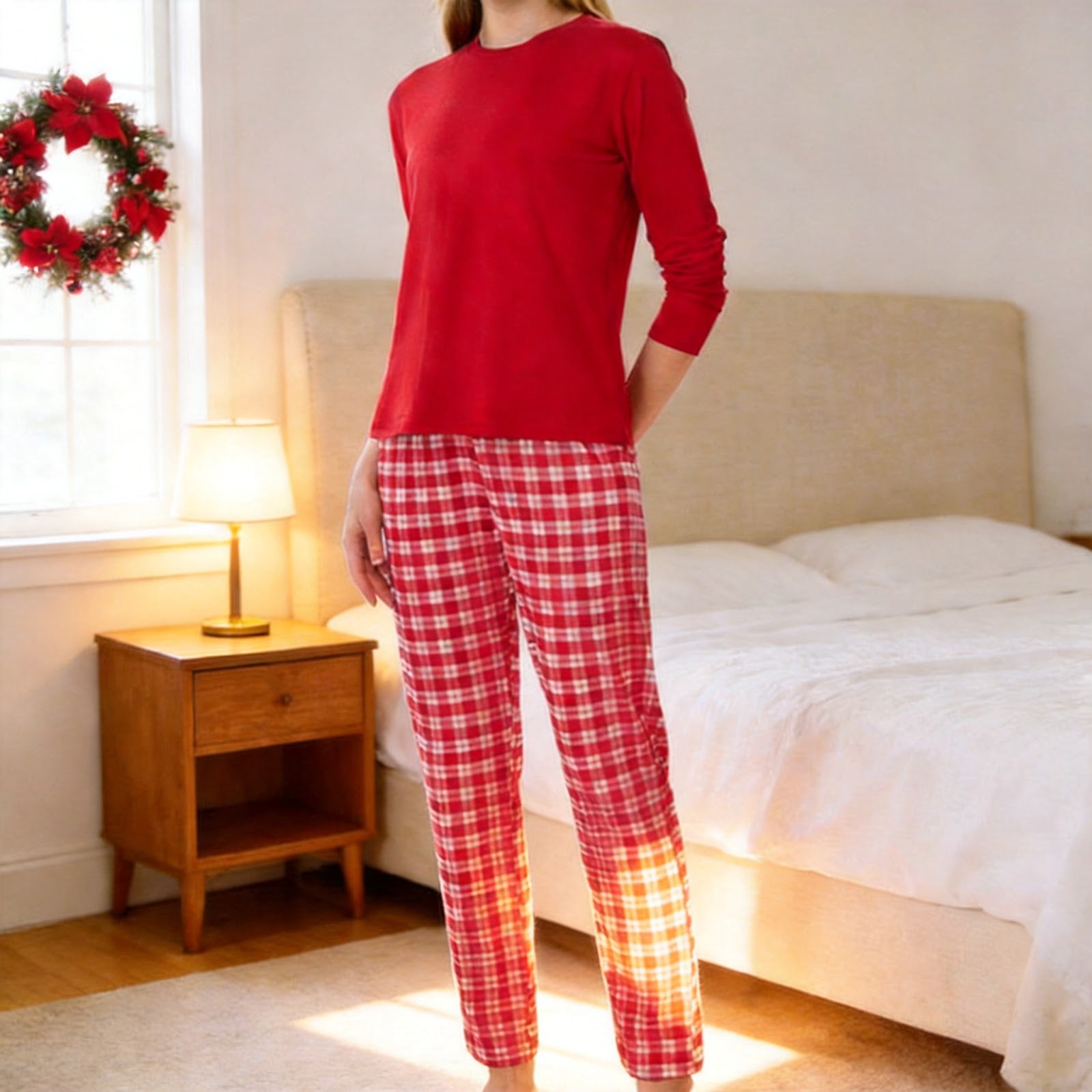 Women's Pajama Set, Round Neck, Christmas Design