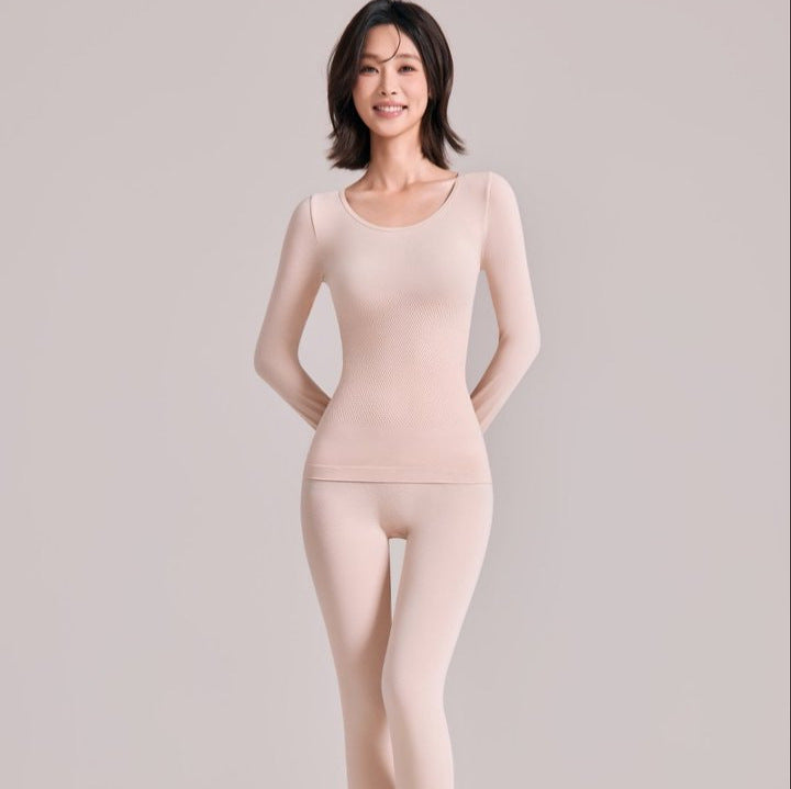 Women's thermal underwear set, seamless, striped