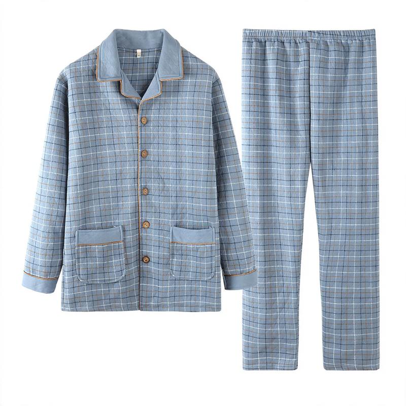 Padded men's pajama, 100% cotton, extra warm