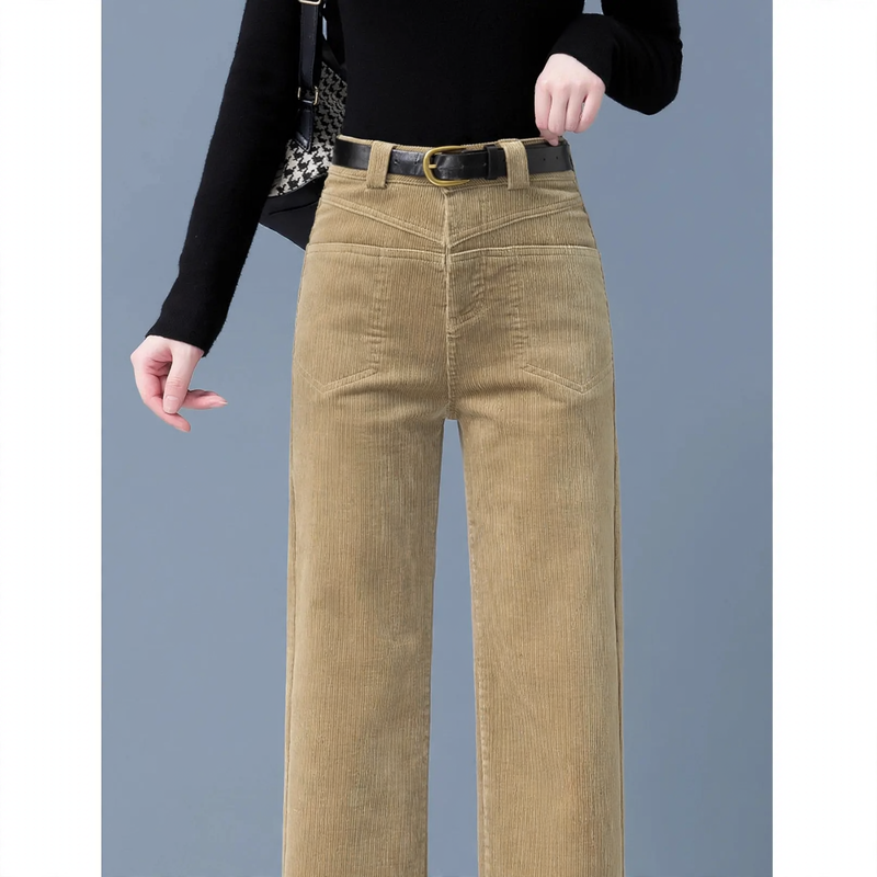 Cord trousers for women, lined, straight cut