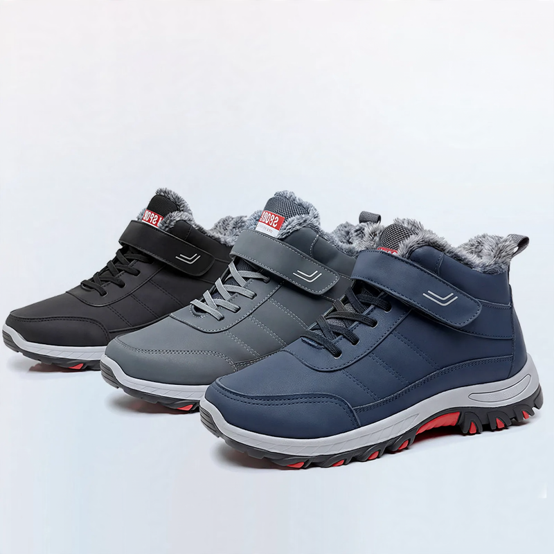 Padded men's winter boots, sturdy, for outdoor activities