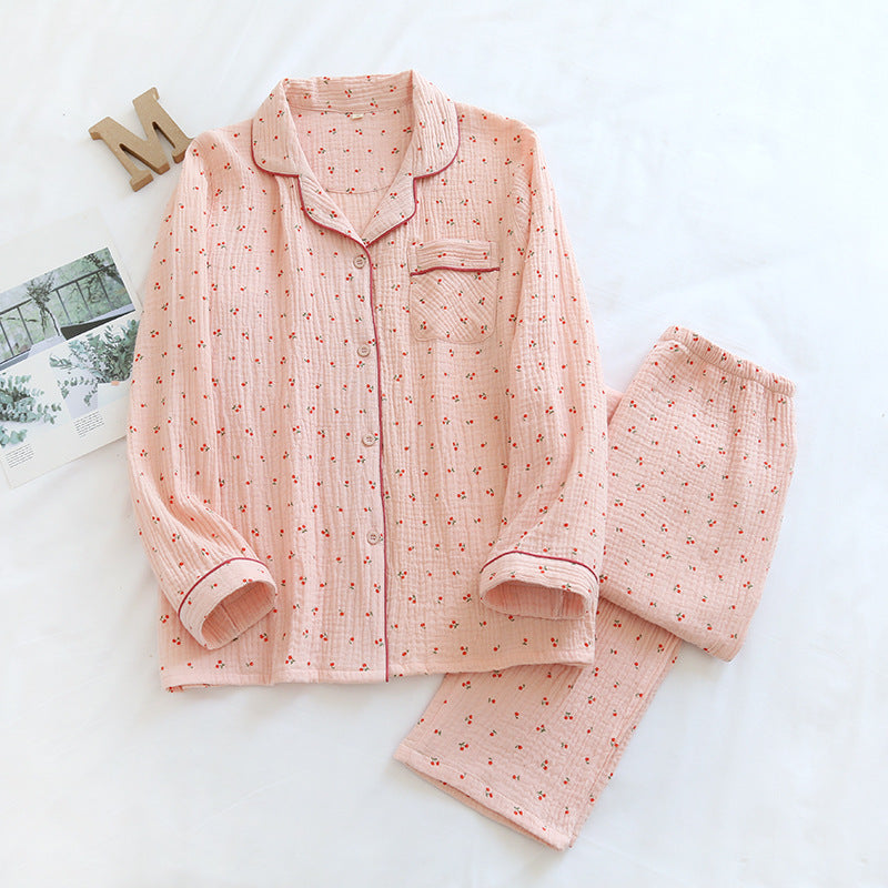 Women's Pajama Set, Cotton Crepe, Long, Loose
