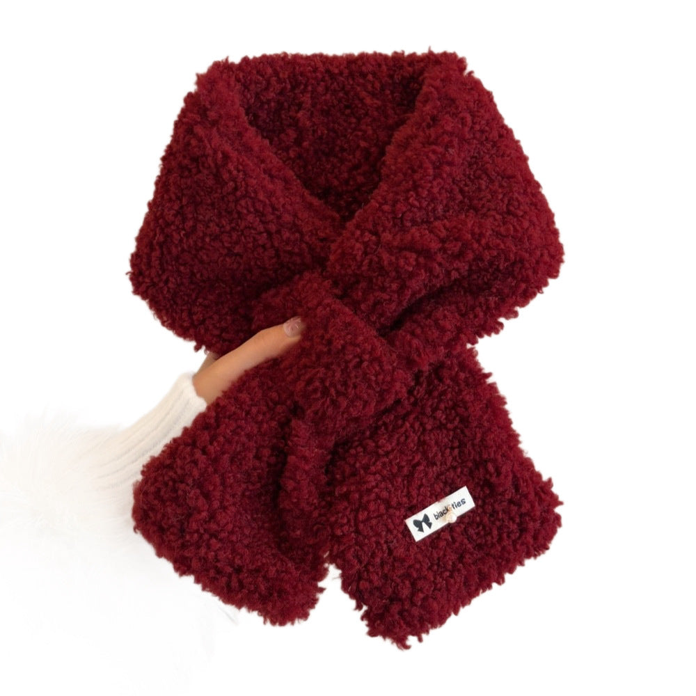 Thick lamb fleece scarf, 85x12 cm