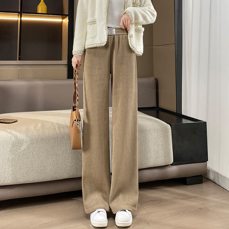 Women's corduroy trousers, straight cut, lined, autumn and winter