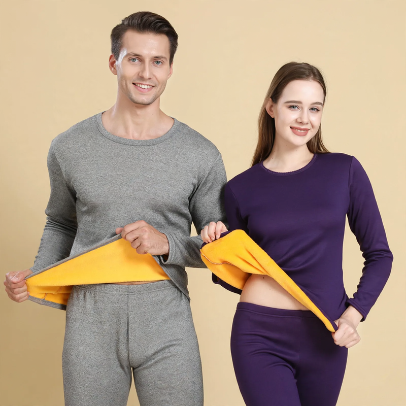 Thermal underwear set, lined, crew neck