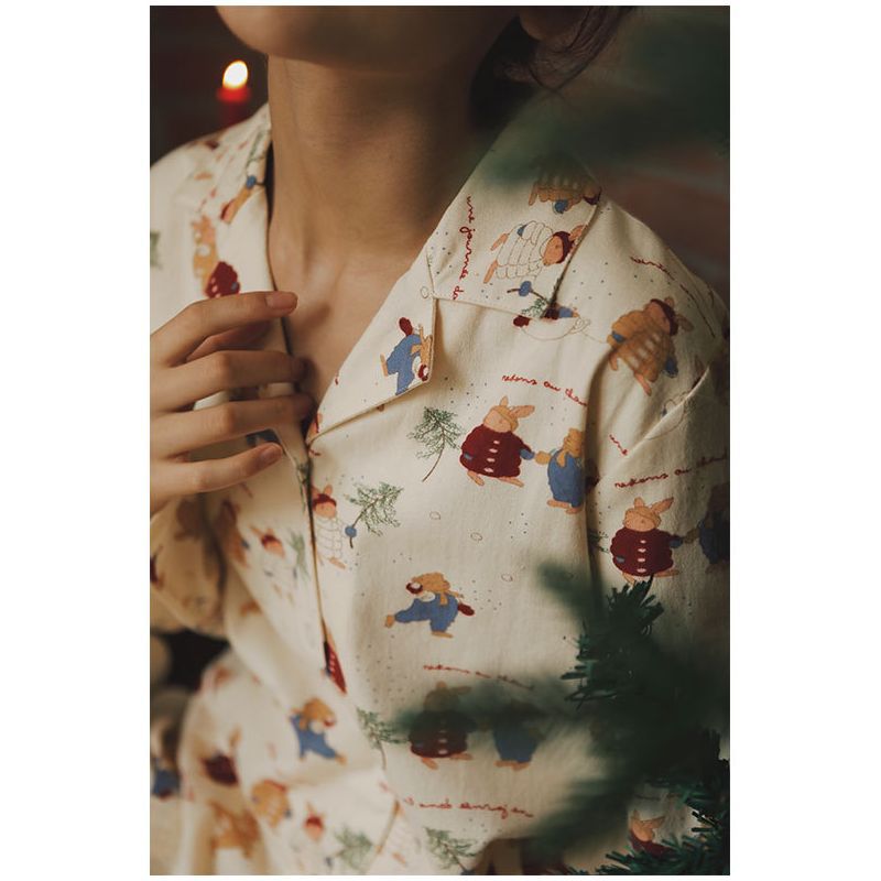 Soft Loungewear Set with Rabbit Print