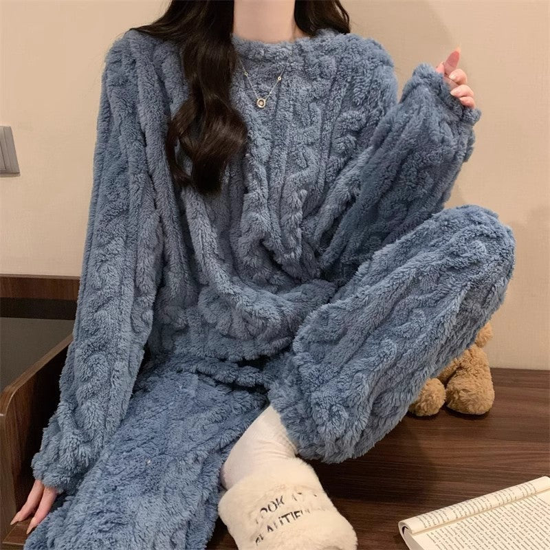 Fluffy Jacquard Loungewear Set for Couples