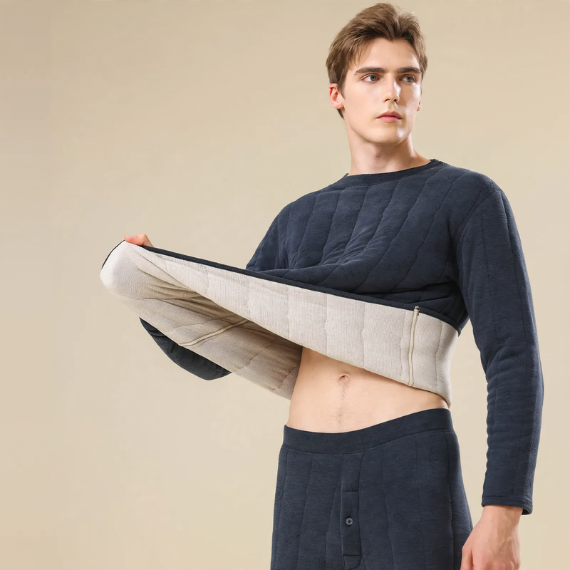 Men's thermal underwear set with wool content