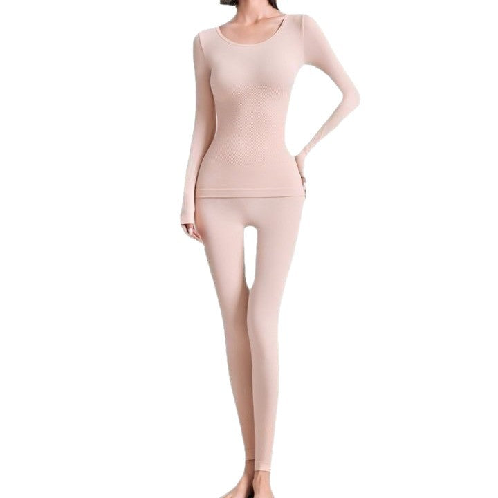 Women's thermal underwear set, seamless, striped