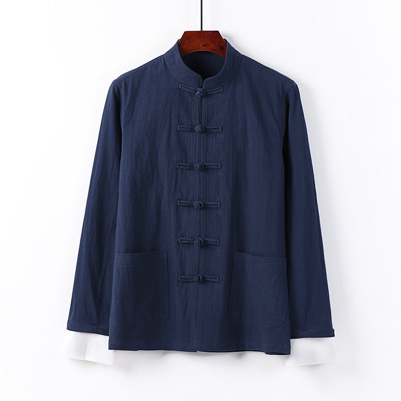 Men's Traditional Chinese Tang Jacket with Stand Collar and Knot Closures Chichicherry