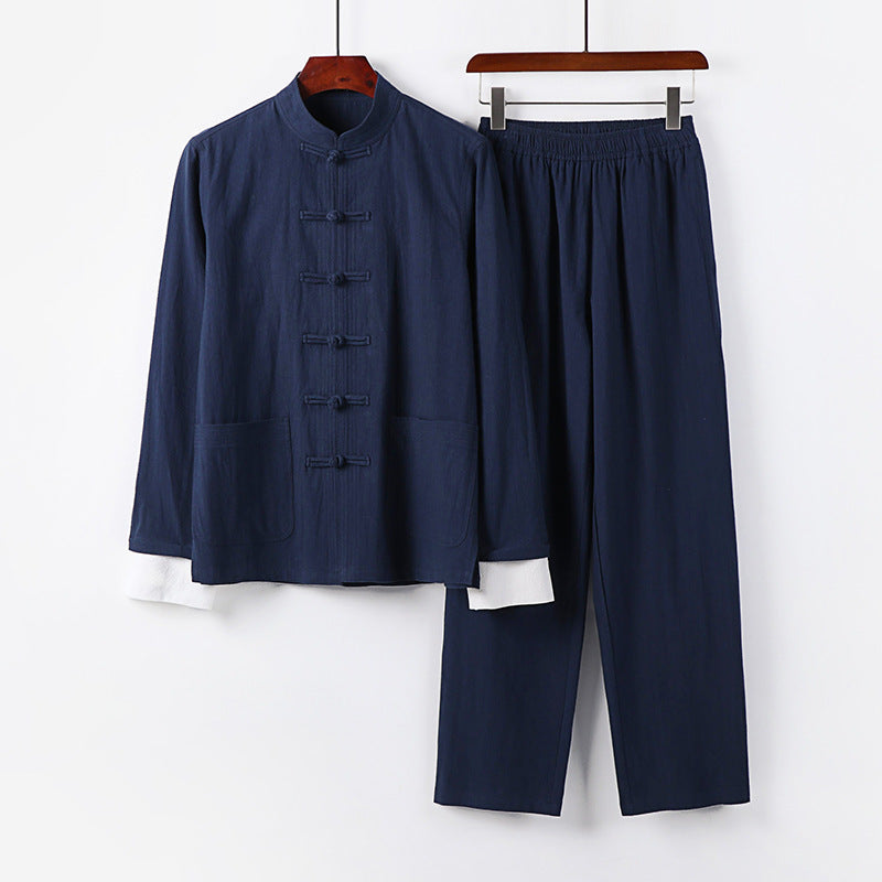 Men's Lightweight Tai Chi Set with Stand Collar and Knot Closures Chichicherry