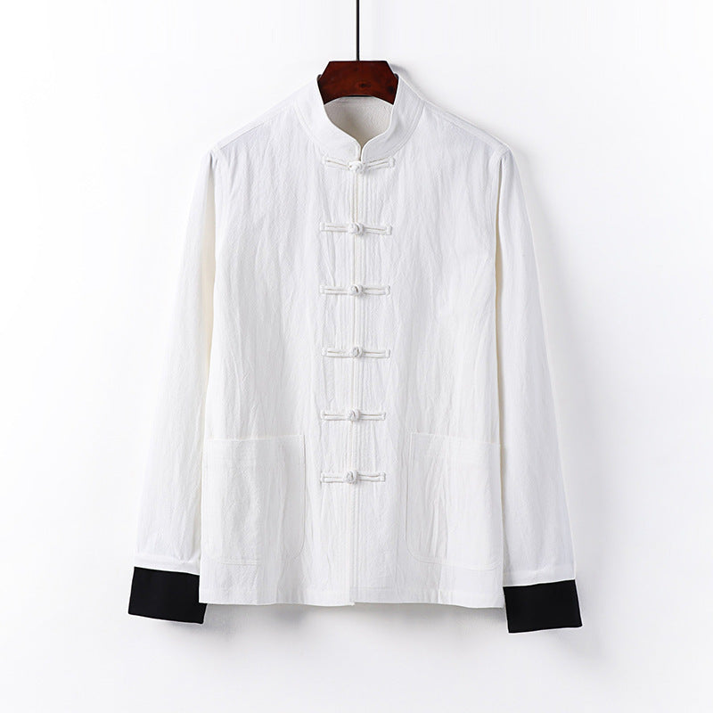 Men's Traditional Chinese Tang Jacket with Stand Collar and Knot Closures Chichicherry