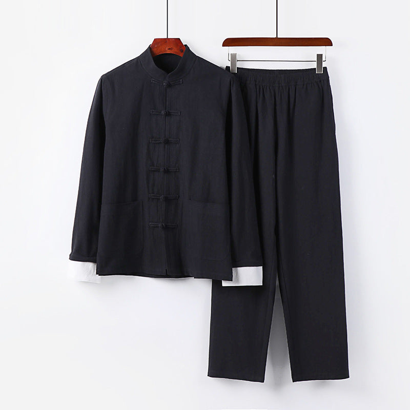 Men's Lightweight Tai Chi Set with Stand Collar and Knot Closures Chichicherry
