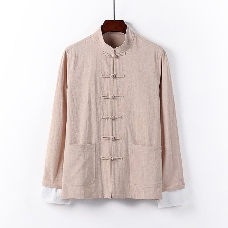 Men's Traditional Chinese Tang Jacket with Stand Collar and Knot Closures Chichicherry
