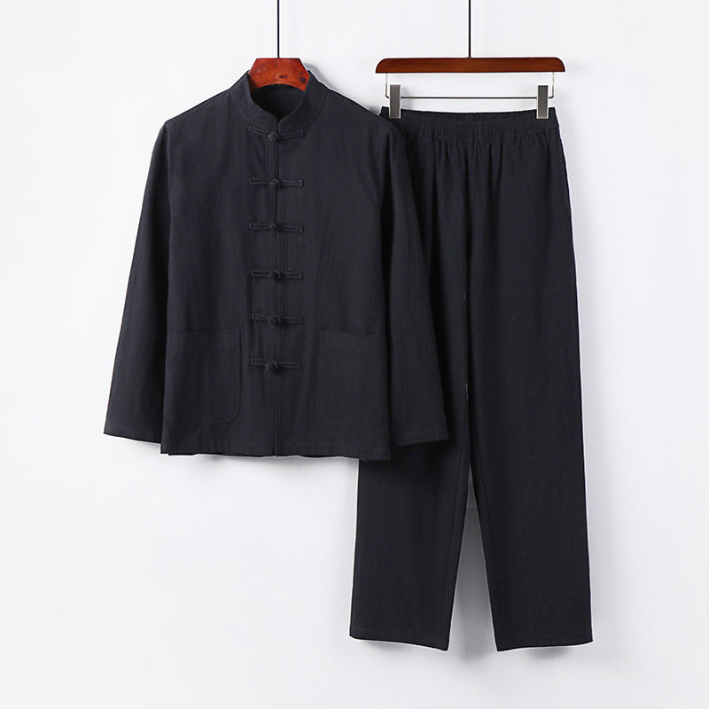 Men's Two-Piece Linen-Cotton Loungewear Set Chichicherry