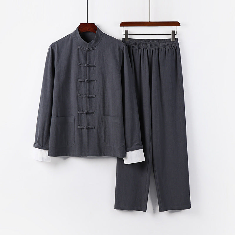 Men's Lightweight Tai Chi Set with Stand Collar and Knot Closures Chichicherry