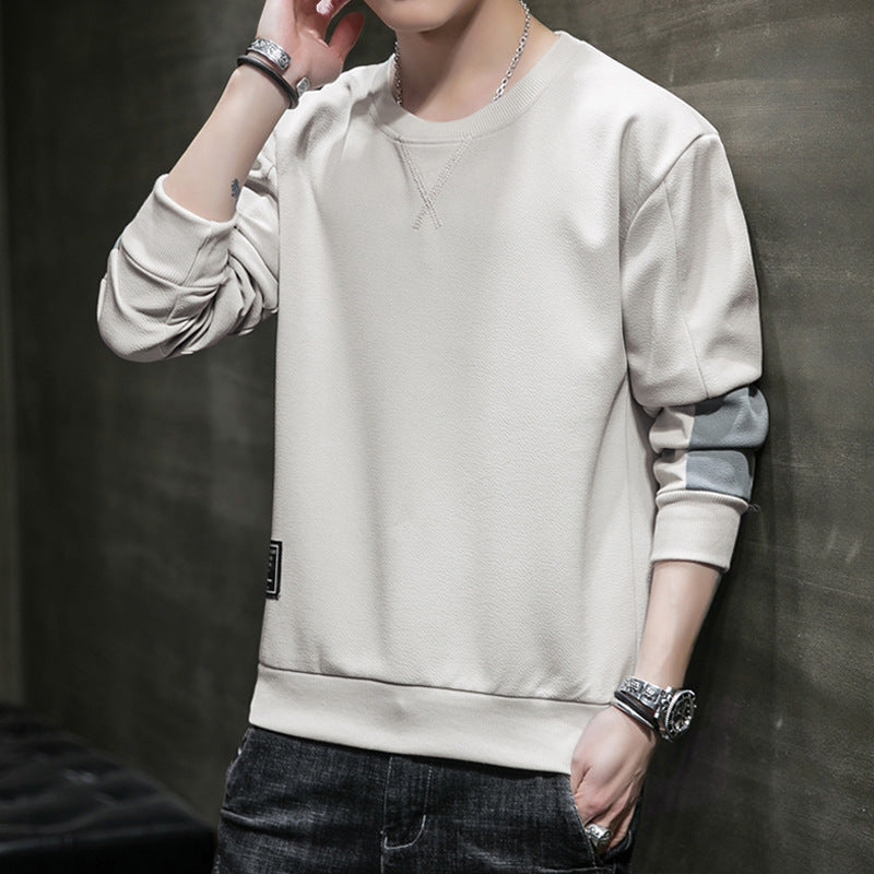 Men's Minimalist Round Neck Sweatshirt made of Cotton Blend with Relaxed Fit and Ribbed Cuffs Chichicherry