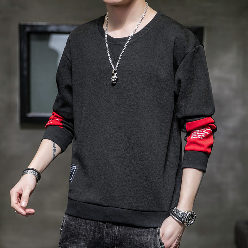 Men's Minimalist Round Neck Sweatshirt made of Cotton Blend with Relaxed Fit and Ribbed Cuffs Chichicherry