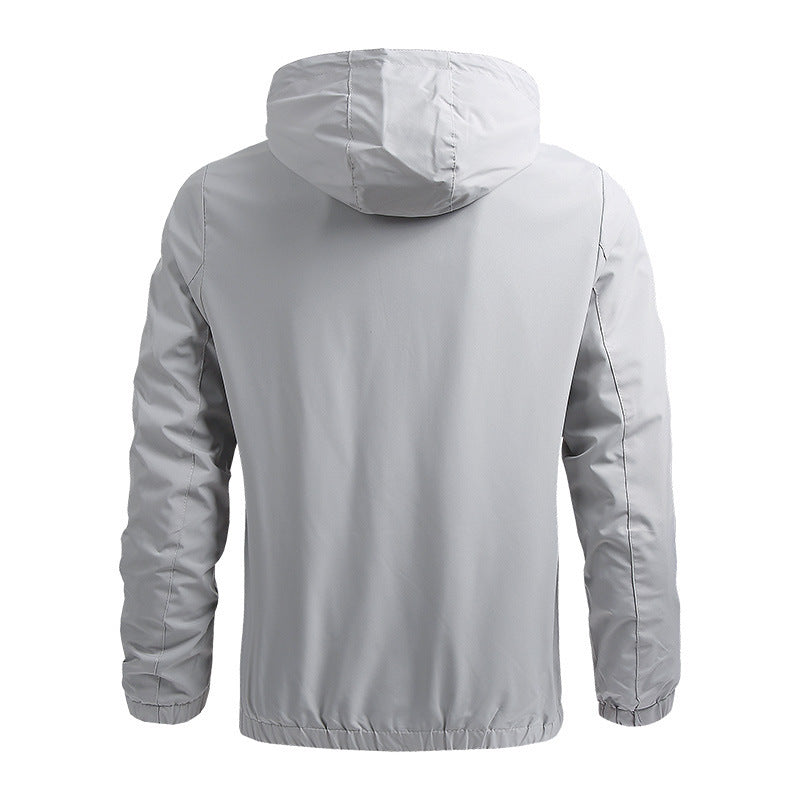 Men's Minimalist Outdoor Hooded Jacket with Mesh Lining, Elastic Cuffs and Water-Repellent Surface Chichicherry