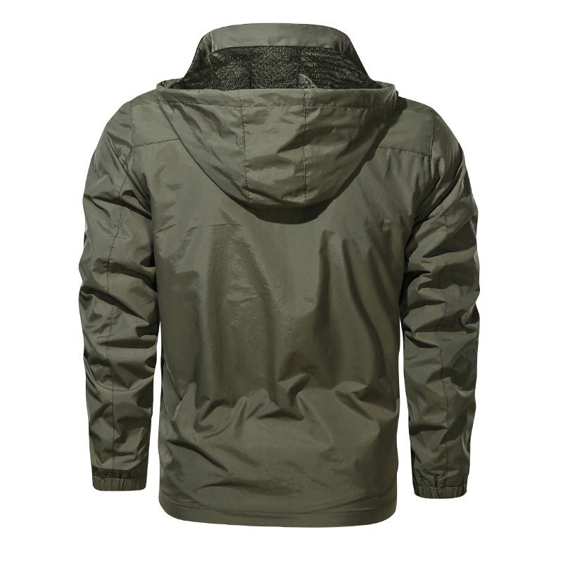 Men's Lightweight Softshell Windbreaker with Chest Zipper and High Collar Chichicherry