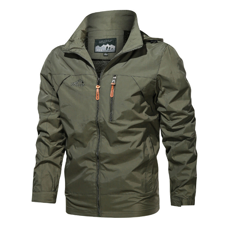 Men's Lightweight Softshell Windbreaker with Chest Zipper and High Collar Chichicherry