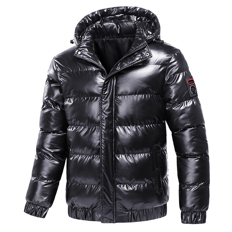 Men's Quilted Winter Jacket with Hood and Shiny Down Look Chichicherry