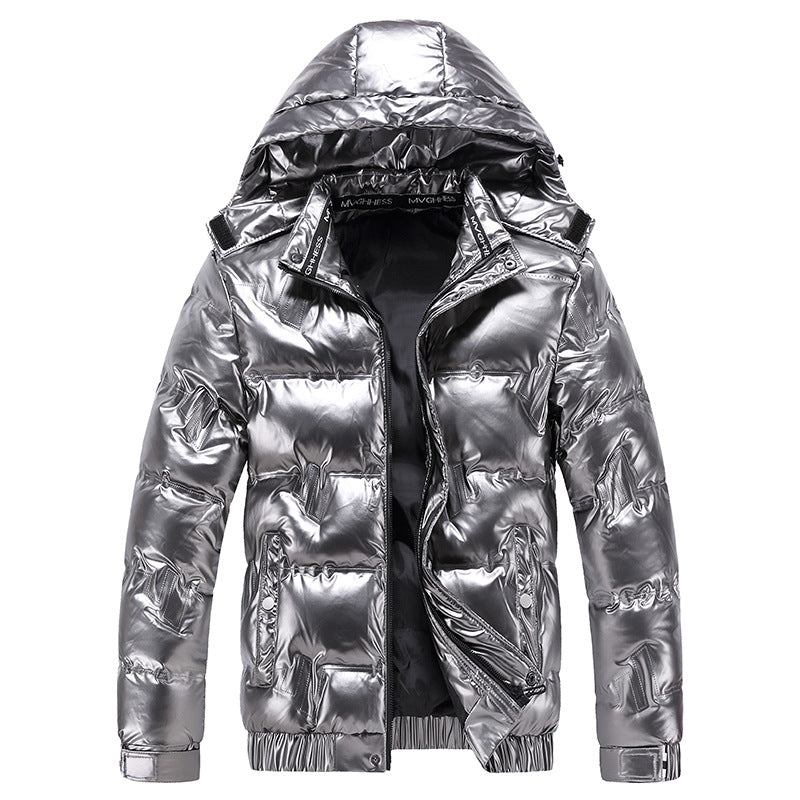Men's Shiny Quilted Winter Jacket with Hood and Thermal Insulation Chichicherry