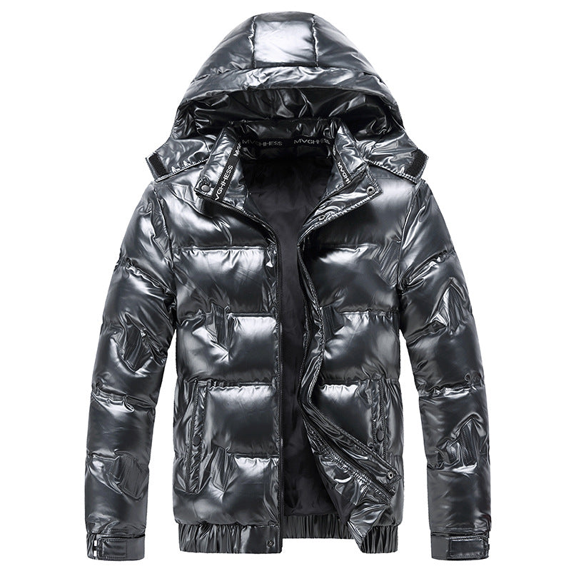 Men's Shiny Quilted Winter Jacket with Hood and Thermal Insulation Chichicherry