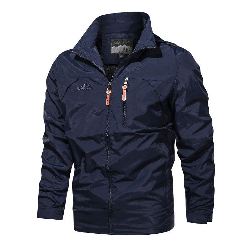 Men's Lightweight Softshell Windbreaker with Chest Zipper and High Collar Chichicherry