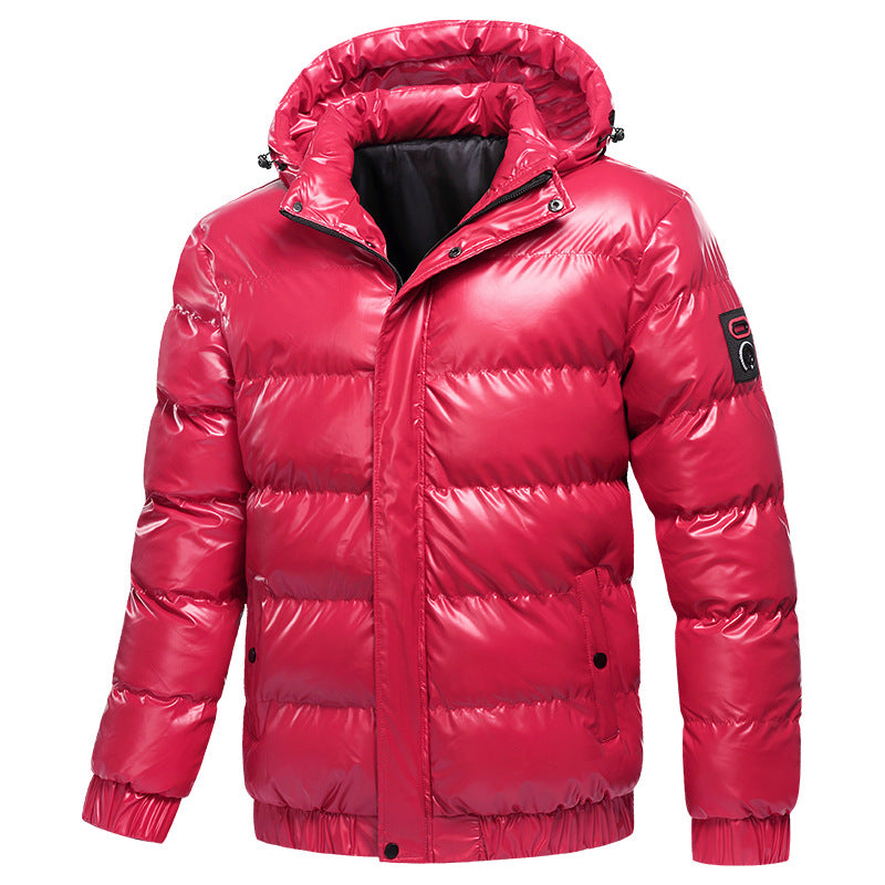 Men's Quilted Winter Jacket with Hood and Shiny Down Look Chichicherry