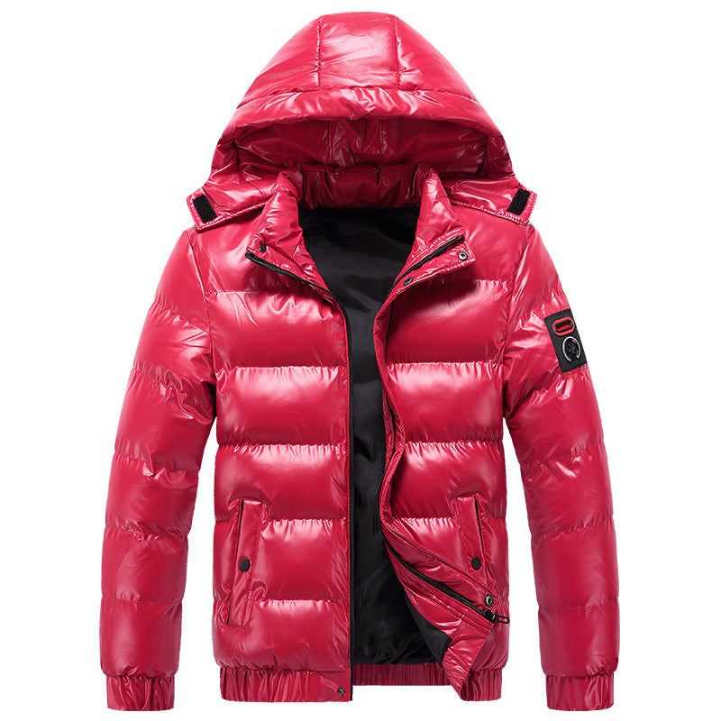 Men's Quilted Winter Jacket with Hood and Shiny Down Look Chichicherry