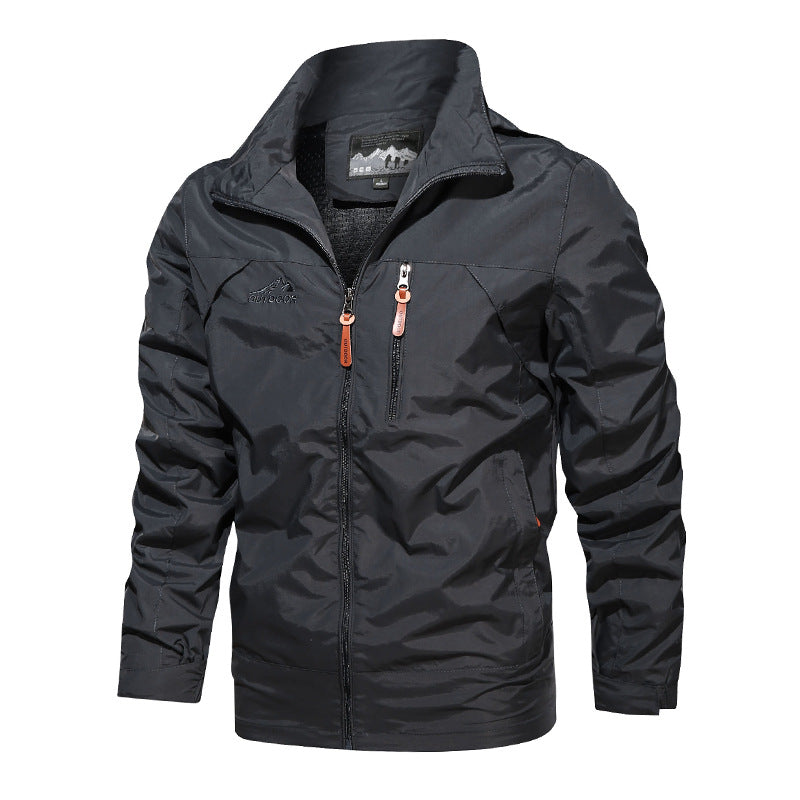 Men's Lightweight Softshell Windbreaker with Chest Zipper and High Collar Chichicherry