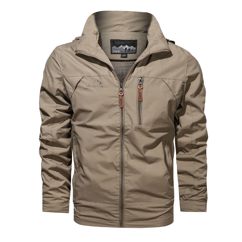 Men's Lightweight Softshell Windbreaker with Chest Zipper and High Collar Chichicherry
