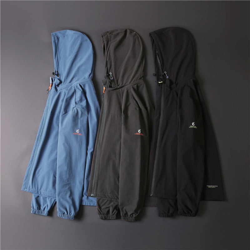 Men's Lightweight Softshell Jacket with Hood, Windproof and Breathable Chichicherry
