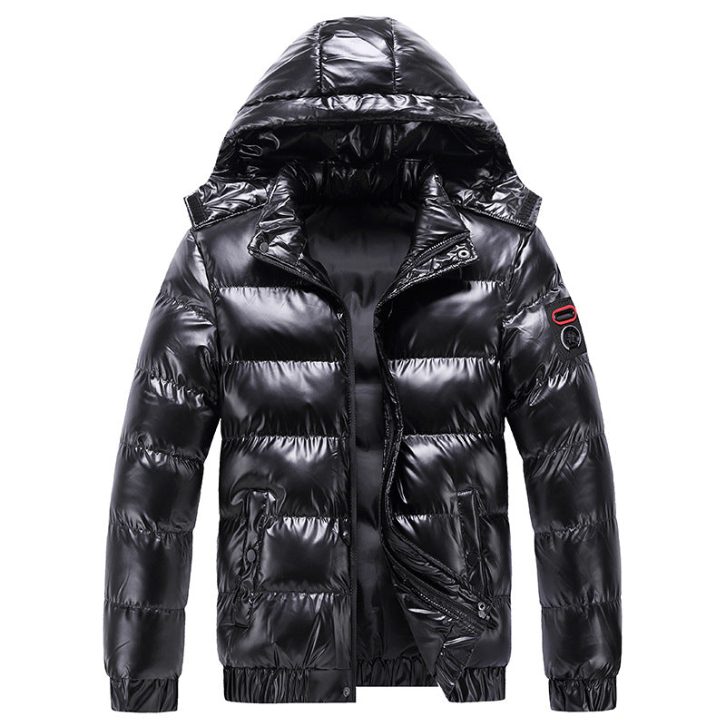 Men's Quilted Winter Jacket with Hood and Shiny Down Look Chichicherry