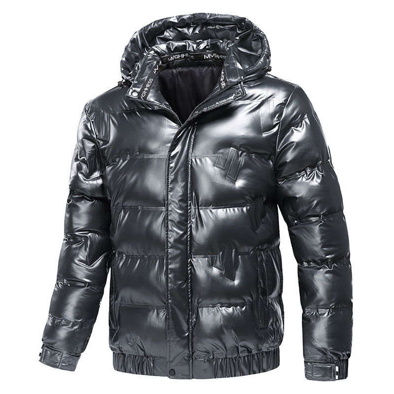 Men's Shiny Quilted Winter Jacket with Hood and Thermal Insulation Chichicherry