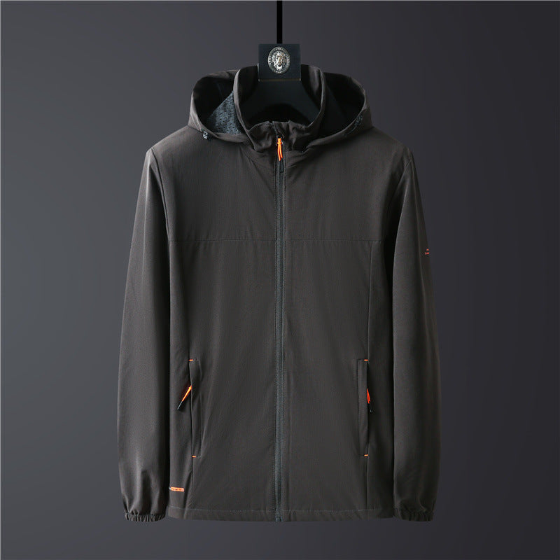 Men's Lightweight Softshell Jacket with Hood, Windproof and Breathable Chichicherry