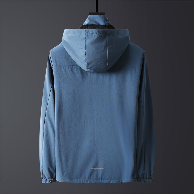 Men's Lightweight Softshell Jacket with Hood, Windproof and Breathable Chichicherry