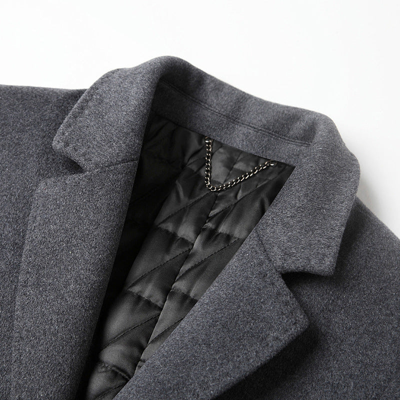 Men's classic wool blend coat with quilted thermal lining and slim silhouette Chichicherry