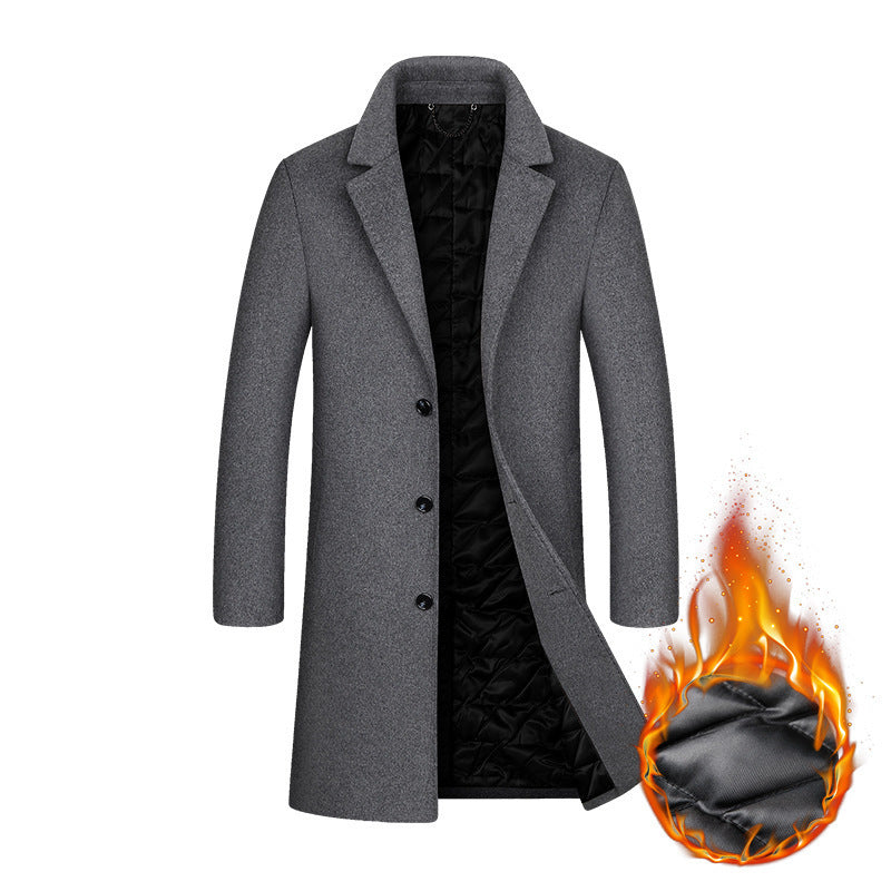 Men's classic wool blend coat with quilted thermal lining and slim silhouette Chichicherry