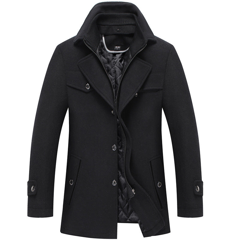 Men's tailored short coat made of wool blend with removable quilted inner jacket and concealed two-way zipper Chichicherry