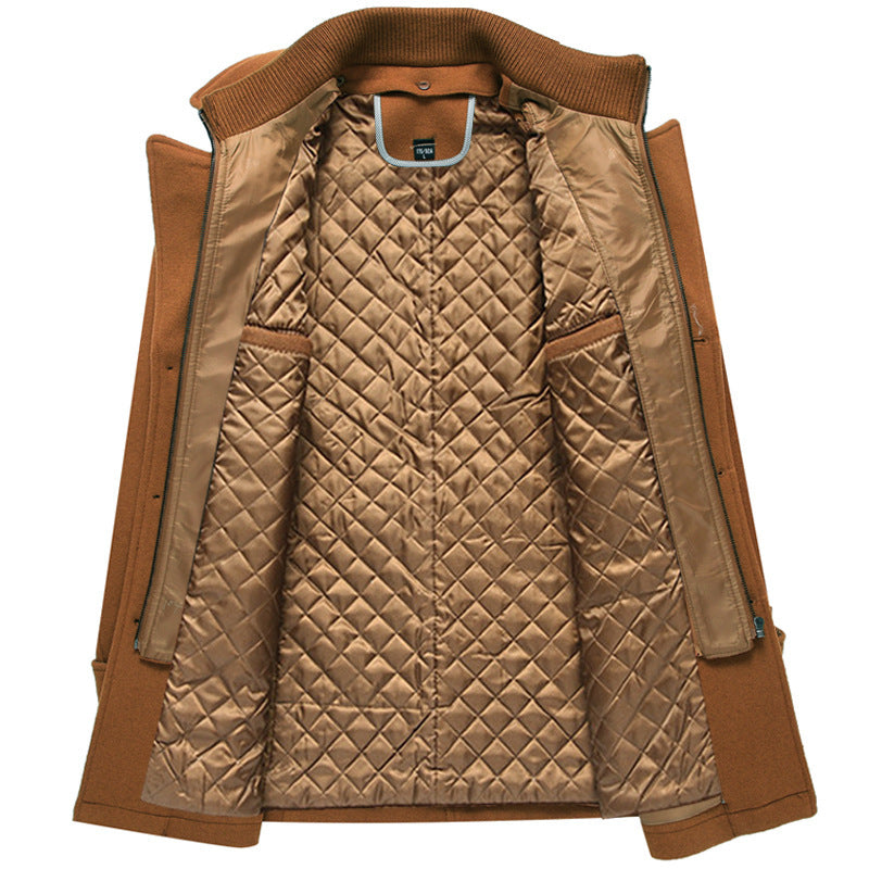 Men's tailored short coat made of wool blend with removable quilted inner jacket and concealed two-way zipper Chichicherry