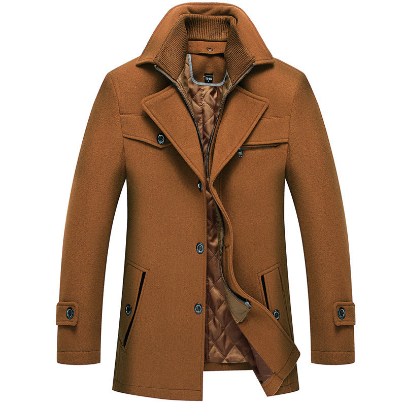 Men's tailored short coat made of wool blend with removable quilted inner jacket and concealed two-way zipper Chichicherry