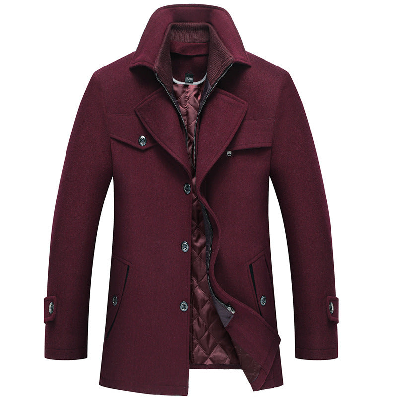Men's tailored short coat made of wool blend with removable quilted inner jacket and concealed two-way zipper Chichicherry