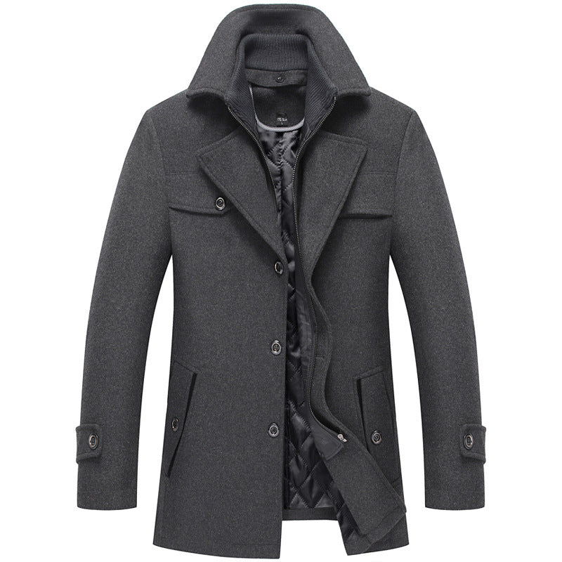 Men's tailored short coat made of wool blend with removable quilted inner jacket and concealed two-way zipper Chichicherry