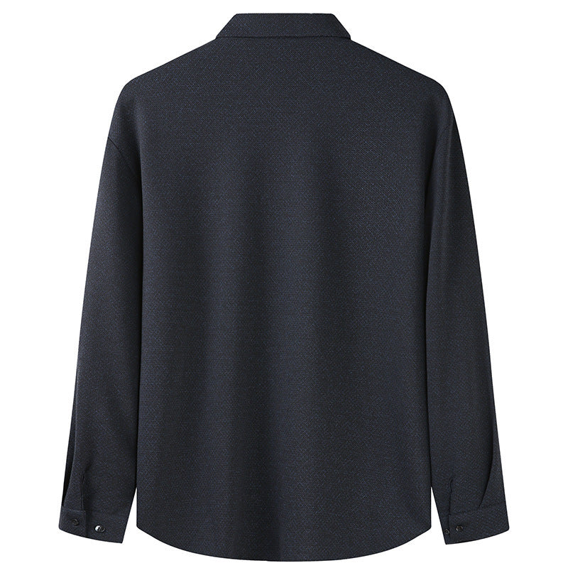 Men's Elegant Long Sleeve Shirt with Fine Texture and Classic Button Placket Chichicherry