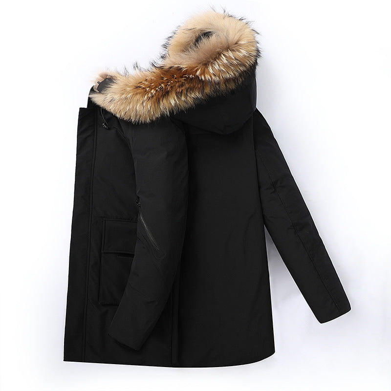 Men's Waterproof Winter Parka with Removable Faux Fur Hood and Thermal Insulation Chichicherry